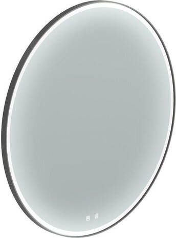 Thebalux Type M spiegel 100x100cm rond met verlichting en spiegelverwarming led zwart aluminium 4SP100044Z
