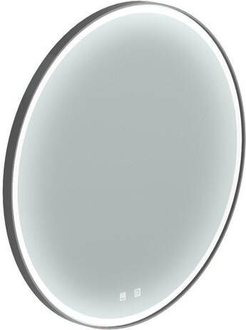 Thebalux Type M spiegel 80x80cm rond met verlichting en spiegelverwarming led zwart aluminium 4SP80044Z