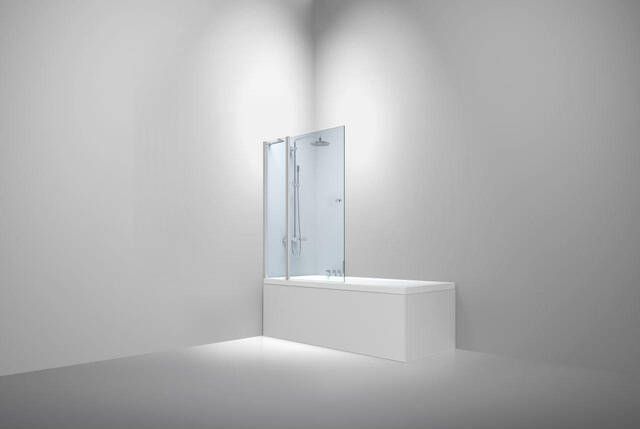 Van Rijn badwand + vast deel 150 cm x 120 cm 6 mm helder glas incl. glasbehandeling chromen profiel