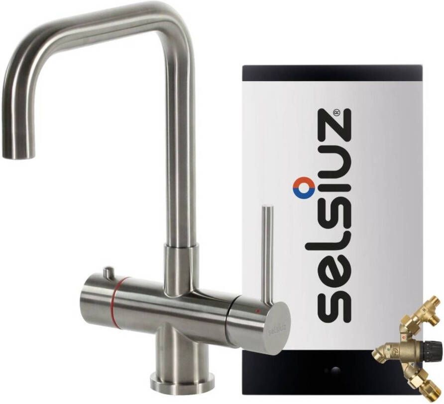 Selsiuz 3-in-1 kokend water kraan haaks met combi e.tra boiler RVS