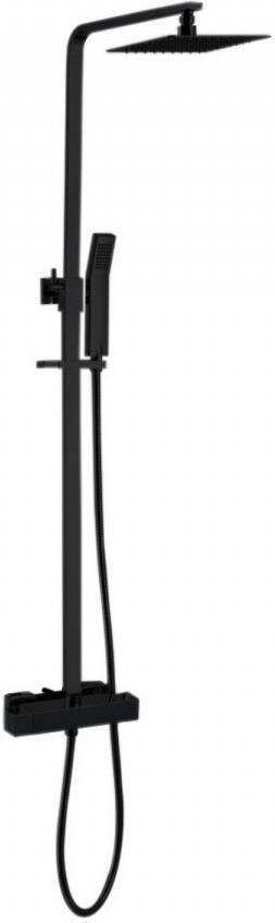 Best Design Black York vierkante thermostatische regendouche opbouwset Nero mat zwart 4006650