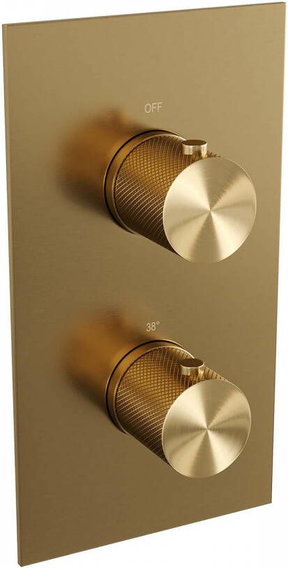 Brauer Regendoucheset Inbouw Gold Carving Thermostatisch 30cm met 3-Weg Omstelling Plafondarm en 3-Standen Handdouche Geborsteld Goud