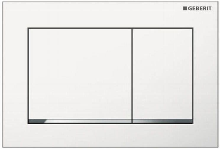 Geberit Omega30 bedieningplaat 2-toets spoeling frontbediening voor toilet 21.2x14.2cm wit glans chroom wit 115.080.KJ.1