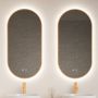 Gliss Design Spiegel Aura 40x100 cm Koper Ovaal Met LED Verlichting & Geïntegreerde Spiegelverwarming - Thumbnail 1