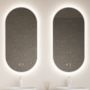 Gliss Design Spiegel Aura 40x100 cm Mat Wit Ovaal Met LED Verlichting & Geïntegreerde Spiegelverwarming - Thumbnail 1