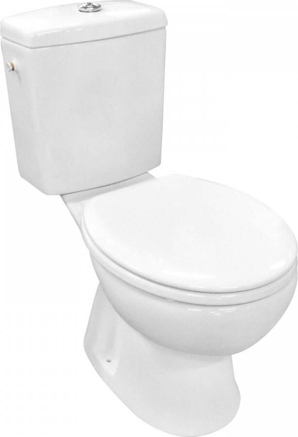 GO by Van Marcke Carde PACK staand toilet AOuitgang 24 cm met WCzitting reservoir met Geberit spoelmechanisme wit porselein met bevestigingsmateriaal 049057