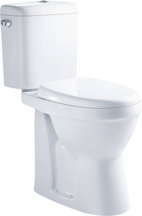 GO by Van Marcke XJoy spoelrandloos PACK staand toilet verhoogd PK zonder spoelrand porselein wit wczitting sofclose in kunststof MFZ-09-03D RIMLESS
