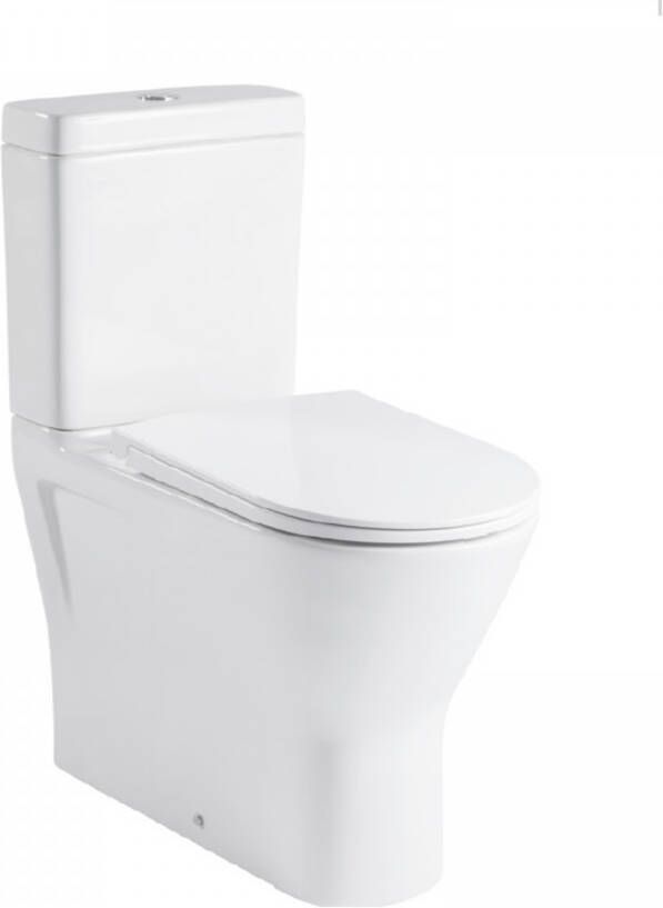 GO by Van Marcke XComfort PACK staand toilet verhoogd 45 cm zonder spoelrand muuraansluiting H PK 18 cm met dunne zitting softclose wit RST16AWHA+RST15AWHA+RESC0004