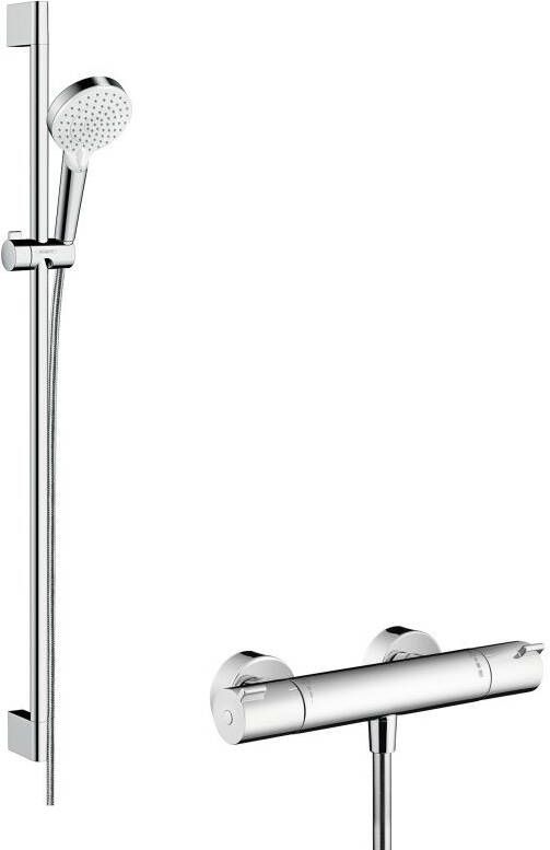 Hansgrohe Ecostat 1001cl Thermostaat +stang 90 +crometta Vario Handd Wit-chroom