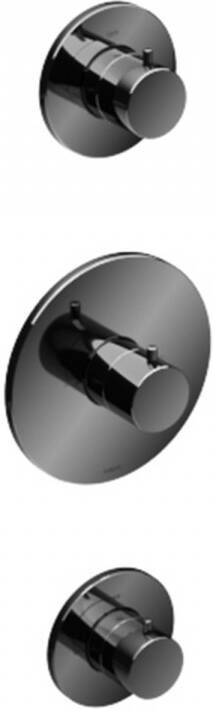 Hotbath Cobber CB007EXT afbouwdeel voor inbouw thermostaat met 2 stopkranen zwart chroom