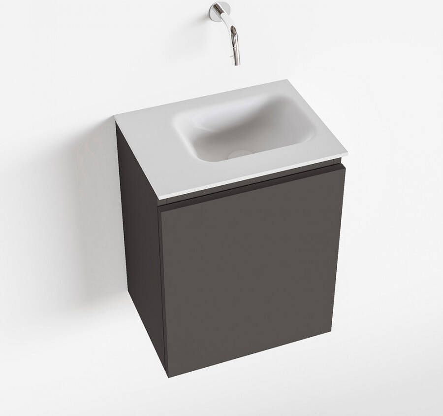 Mondiaz OLAN Toiletmeubel 40x30x40cm met 0 kraangaten 1 lades dark grey mat Wastafel Lex rechts Solid Surface Wit FK75342467