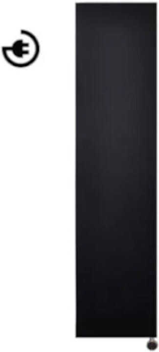 Sanicare electrische design radiator Denso 180 x 40 cm. mat zwart met thermostaat chroom (rechtsonder) HRSEC401800 A