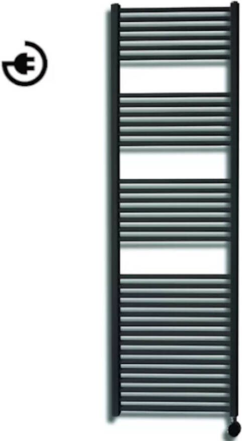 Sanicare electrische design radiator 172 x 60 cm. mat zwart met WiFi thermostaat chroom HRAWC601720 A