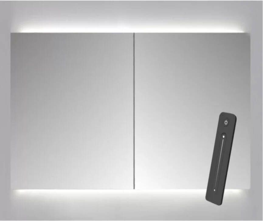 Sanicare Spiegelkast Qlassics Ambiance 100x60 cm Met Dubbelzijdige Spiegeldeuren LED Verlichting En Afstandsbediening Antraciet