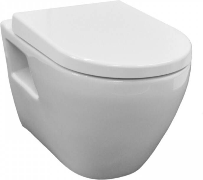 Sanicare Wandcloset Soft-Close Toiletzitting Met Anti-Slip Bumper 51x36 cm Wit Keramiek