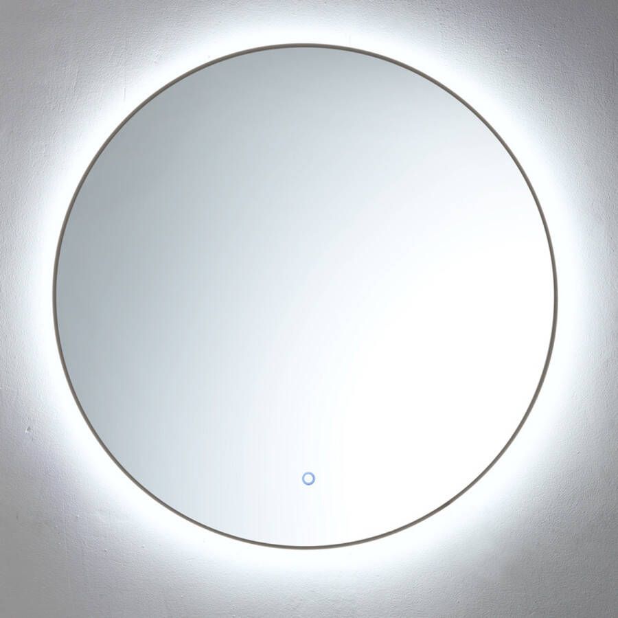 Sanilux Spiegel Rond Met LED Verlichting 3 Kleuren Instelbaar & Dimbaar 80cm Gunmetal