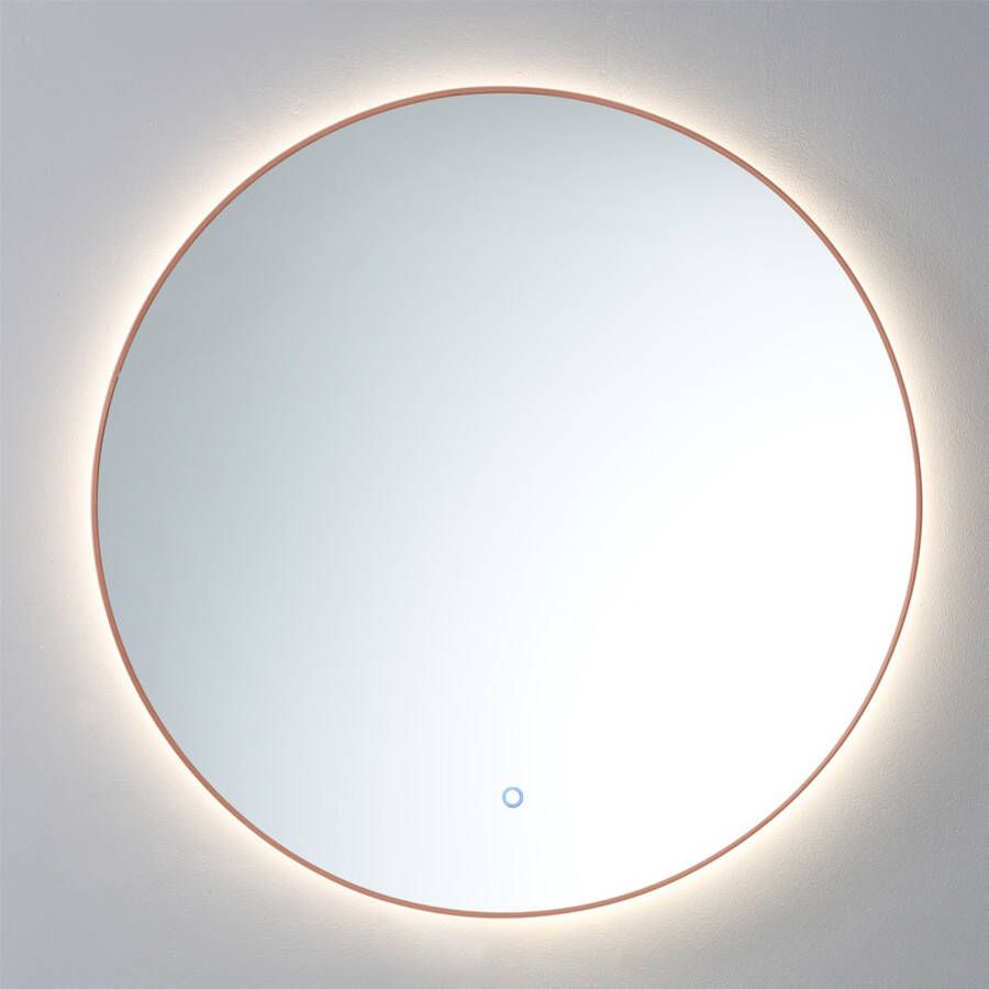 Sanilux Spiegel Rond Met LED Verlichting 3 Kleuren Instelbaar & Dimbaar 80 cm Met Spiegelverwarming Brons