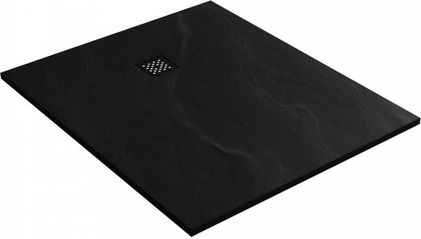 BRAUER Relievo Crag Douchebak 100x120cm antislip antibacterieel mineraalmarmer mat zwart DB-RC100x120Z