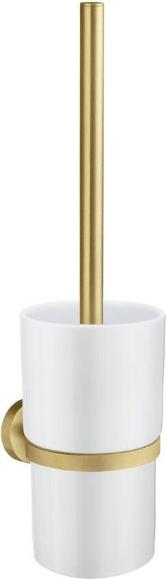 Smedbo Toiletborstelhouder Home 38 cm met Glas Wandmodel Mat Messing