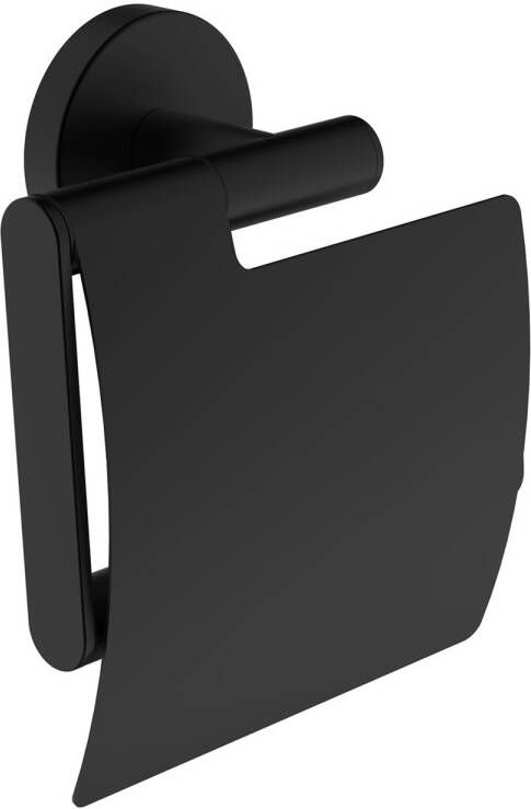 Wiesbaden Alonzo toiletrolhouder met klep 14 2 x 12 8 x 5 6 cm mat zwart