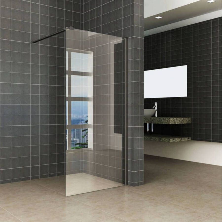 Wiesbaden Graffic inloopdouche 1200 x 2000 x 10 mm nano safety glass folie helder glas mat zwart 20.4259