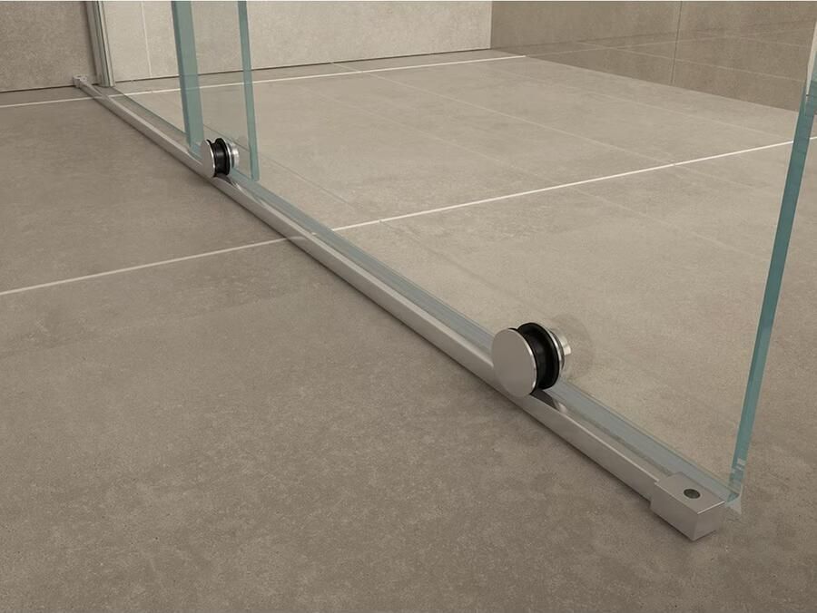 Wiesbaden Douchedeur Miami Verlengbaar Schuifdeur 100x200cm Antikalk Helder Glas Chroom Profiel 10mm Veiligheidsglas op Rail