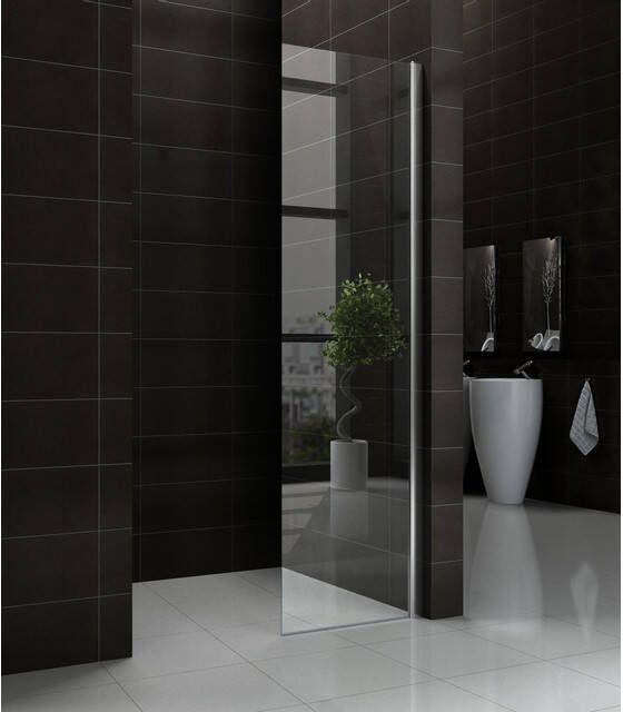 Wiesbaden Douchewand Miami 40x200cm Antikalk Helder Glas Chroom Profiel 10mm Veiligheidsglas Easy Clean