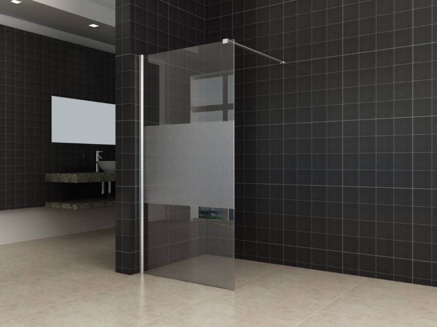 Wiesbaden Inloopdouche Miami 100x200cm Antikalk Helder Mat Glas Chroom Profiel 10mm Veiligheidsglas Easy Clean