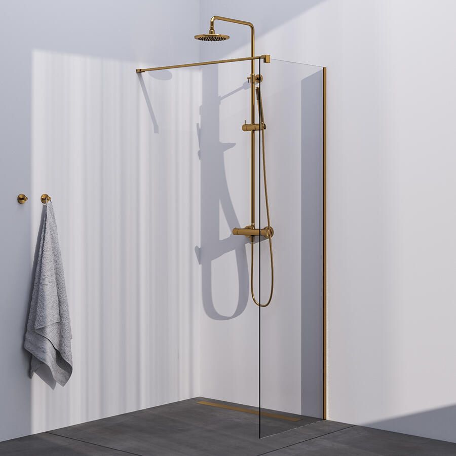 Brauer Season inloopdouche model C helder glas 140x200 incl. glascoating goud geborsteld