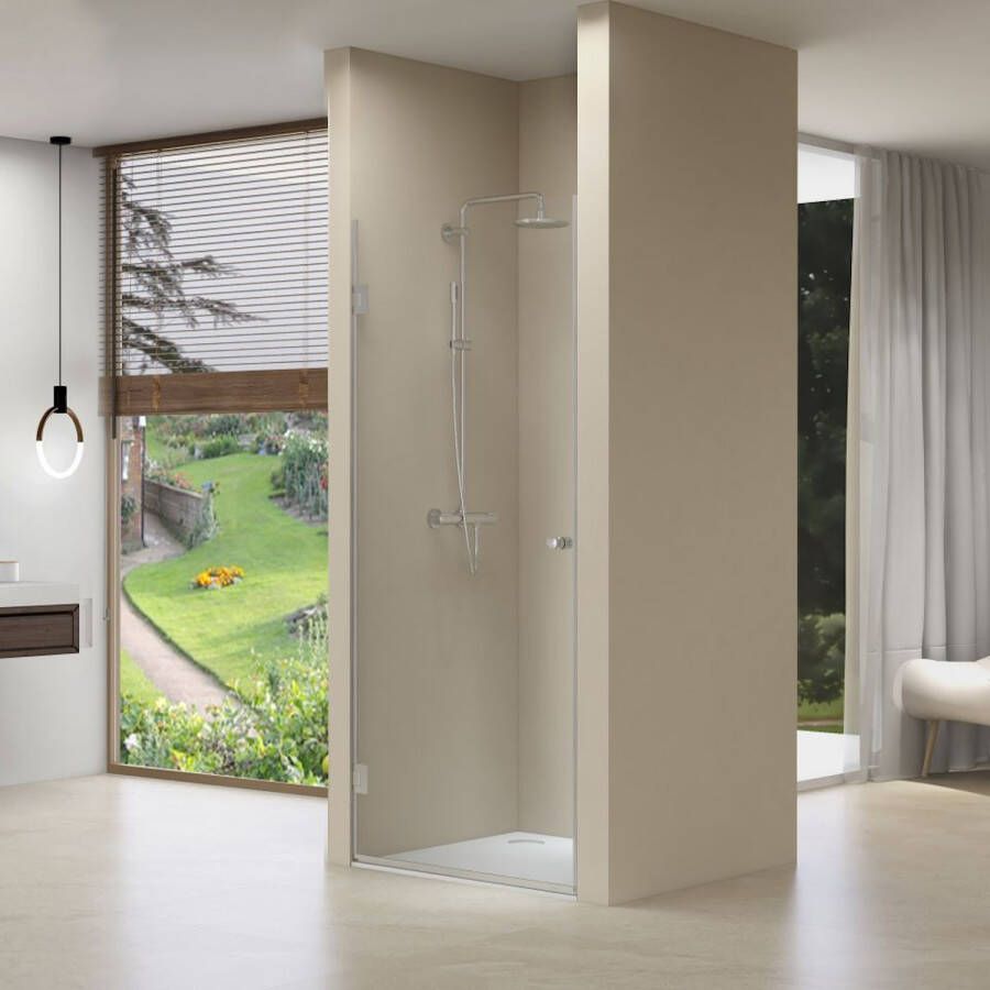 Van Rijn Products ST01 Nisdeur 80x200cm helder clearglas dikte 8mm incl. dichtingen zwart ST01LP10080ZW