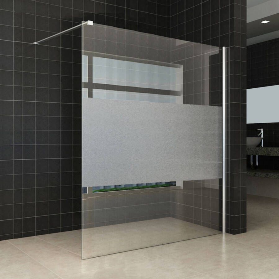 Wiesbaden Inloopdouche met Muurprofiel 140x200 cm Antikalk Helder Mat Glas en 8mm Veiligheidsglas Glans Chroom