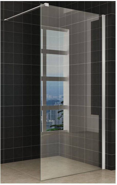 Wiesbaden Inloopdouche Miami 120x200cm Antikalk Helder Glas RVS Profiel 10mm Veiligheidsglas Easy Clean
