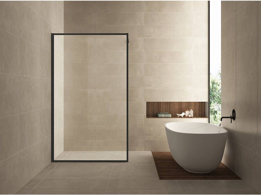 Wiesbaden Inloopdouche Square 110x200cm Antikalk Helder Glas Mat Zwart Profiel 10mm Veiligheidsglas Easy Clean