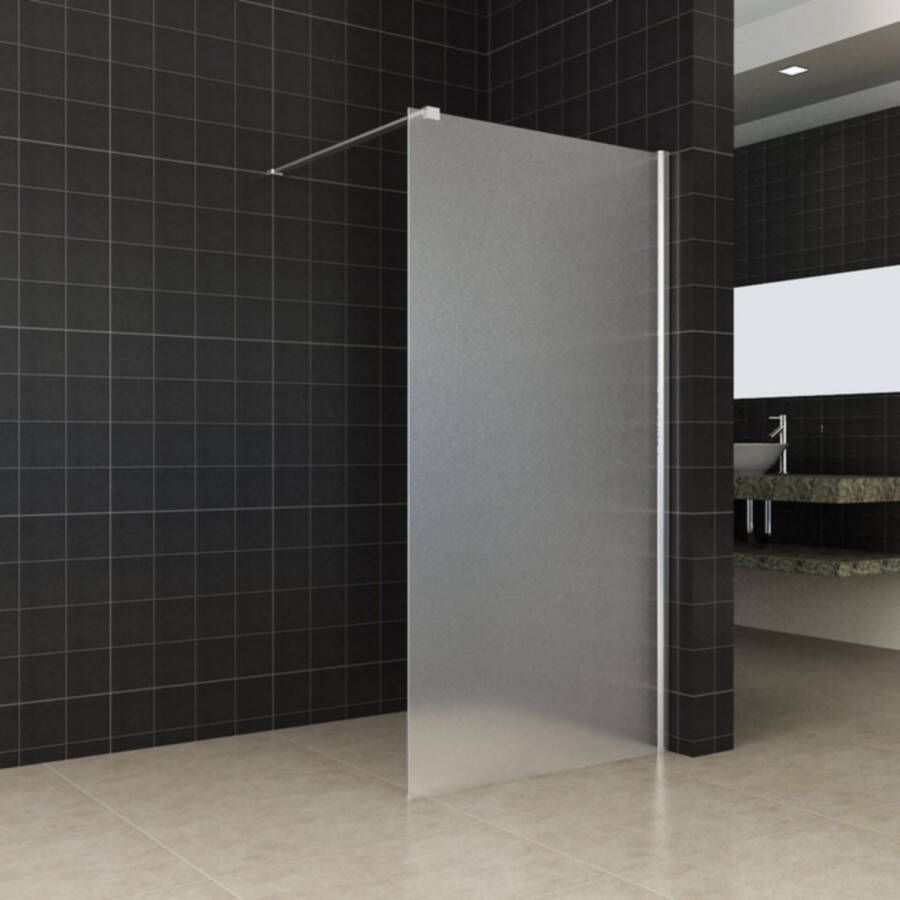 Wiesbaden Inloopdouche Miami 120x200cm Antikalk Melkglas Chroom Profiel 10mm Veiligheidsglas Easy Clean