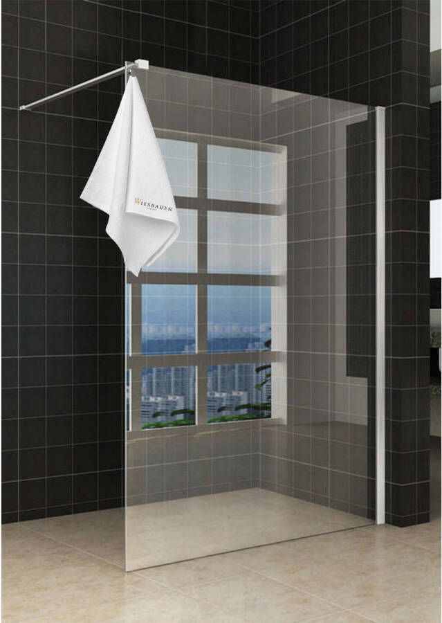Wiesbaden Inloopdouche Sita 140x200cm Antikalk Helderglas Glans Chroom 8mm Veiligheidsglas en Handdoekhouder