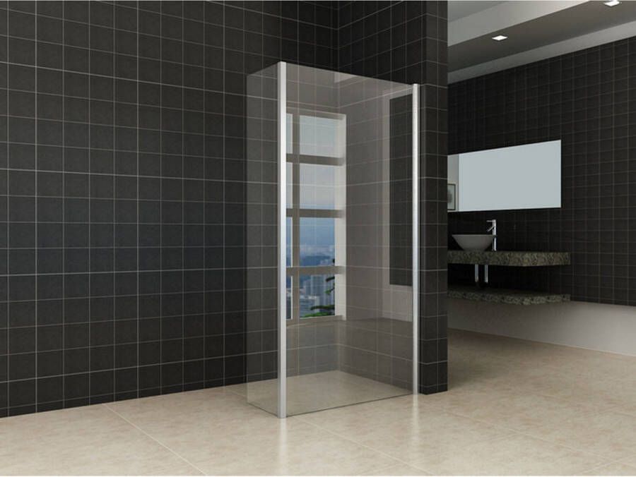 Xellanz Inloopdouche Eco met Zijwand 100x200cm 30x200cm Antikalk Helder Glas Chroom Profiel 8mm Veiligheidsglas Easy Clean