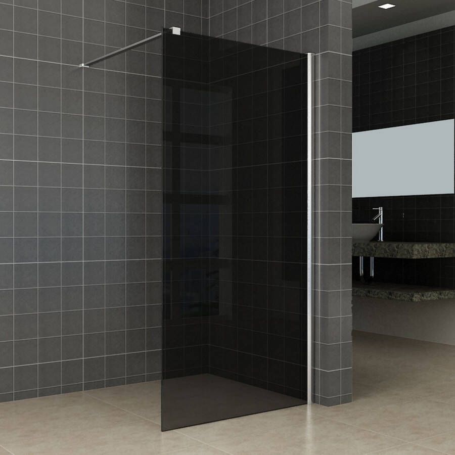 Wiesbaden Inloopdouche Miami 100x200cm Antikalk Rookglas Chroom Profiel 10mm Veiligheidsglas Easy Clean