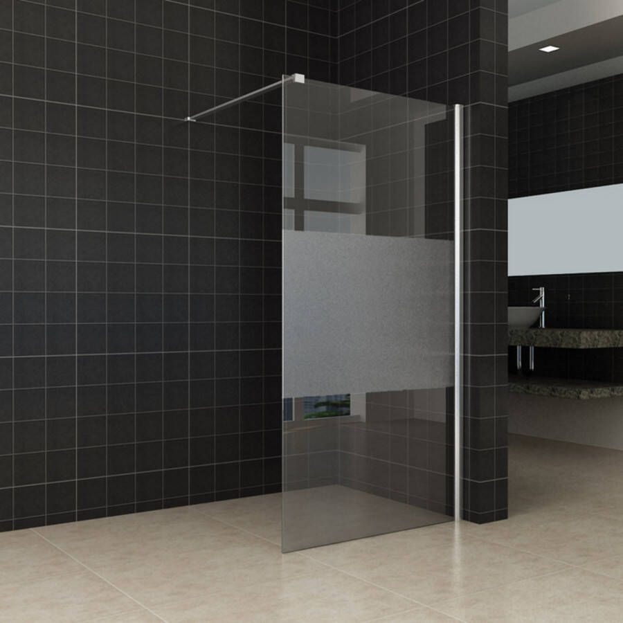 Wiesbaden Inloopdouche 100x200cm Antikalk Helder Mat Glas 8mm Veiligheidsglas Excl. Stabilisatiestang en Profielset
