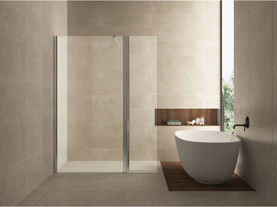 Wiesbaden Douchewand Miami 40x200cm Antikalk Helder Glas Chroom Scharnierprofiel 10mm Veiligheidsglas Easy Clean