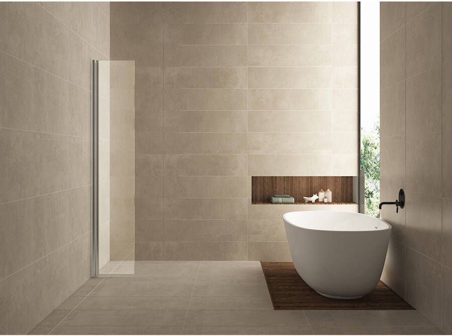 Wiesbaden Zijwand Gescharnierd 30cm Antikalk Helder Glas Chroom Profiel 10mm Veiligheidsglas Easy Clean